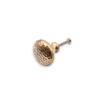 Hammered Mushroom 38mm Cupboard Knob Aged Brass