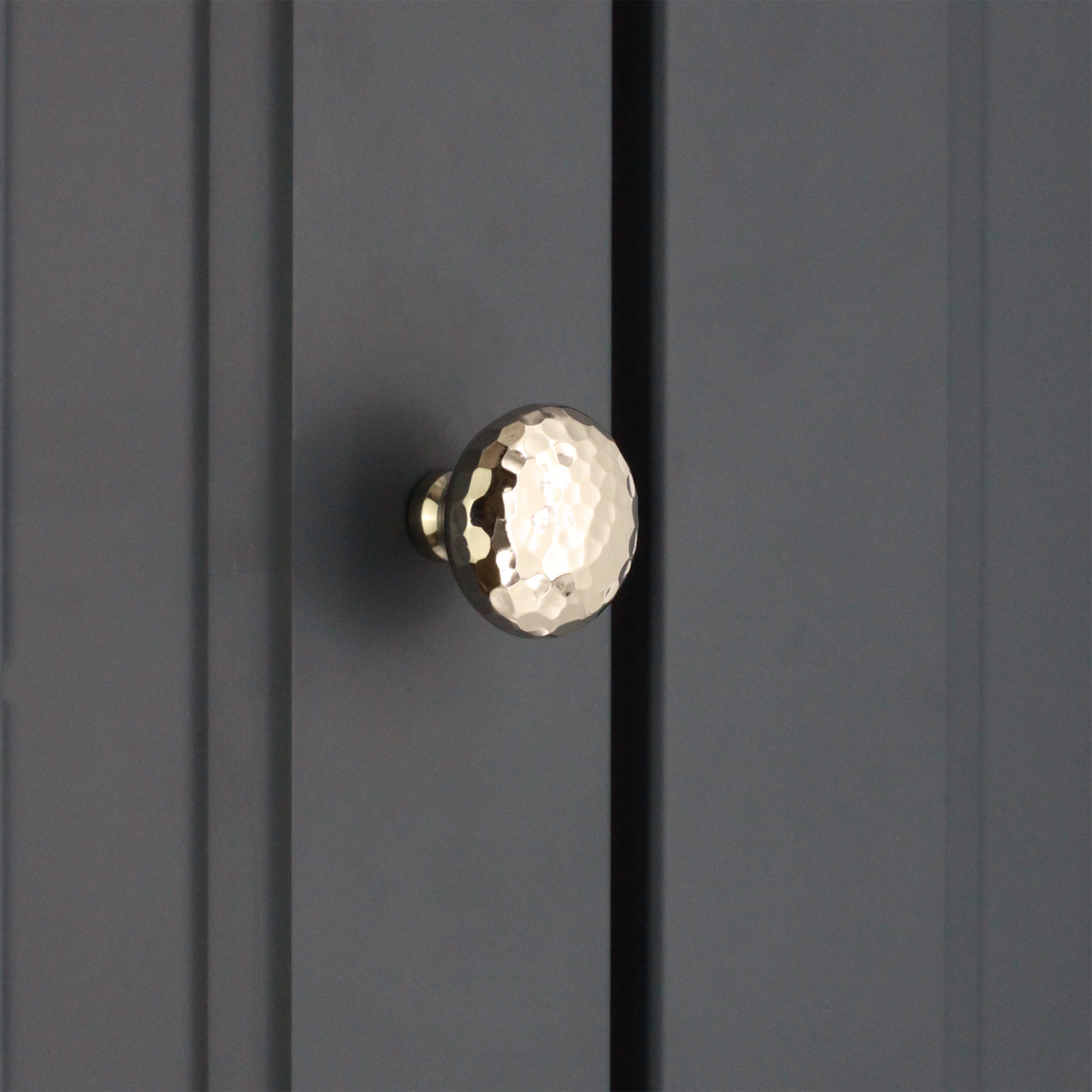 Hammered Mushroom 38mm Cupboard Knob Polished Nickel