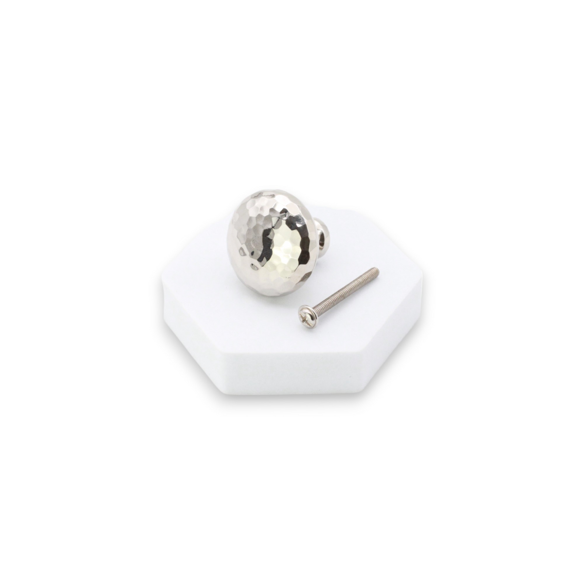 Hammered Mushroom 38mm Cupboard Knob Polished Nickel