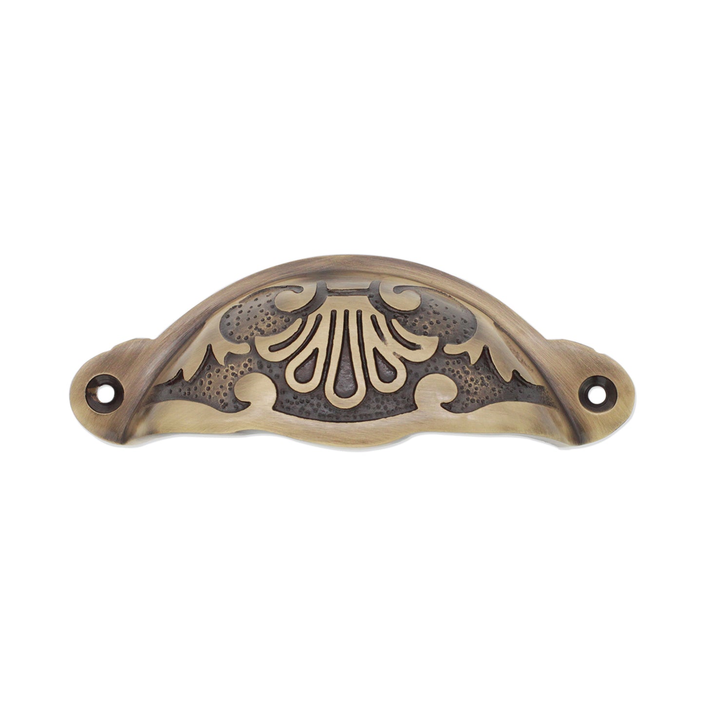 Floral Cup Pull Antique Brass