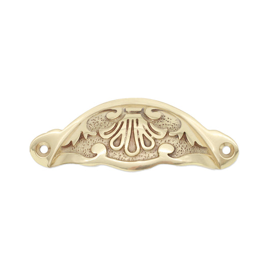 Floral Cup Pull Polished Brass