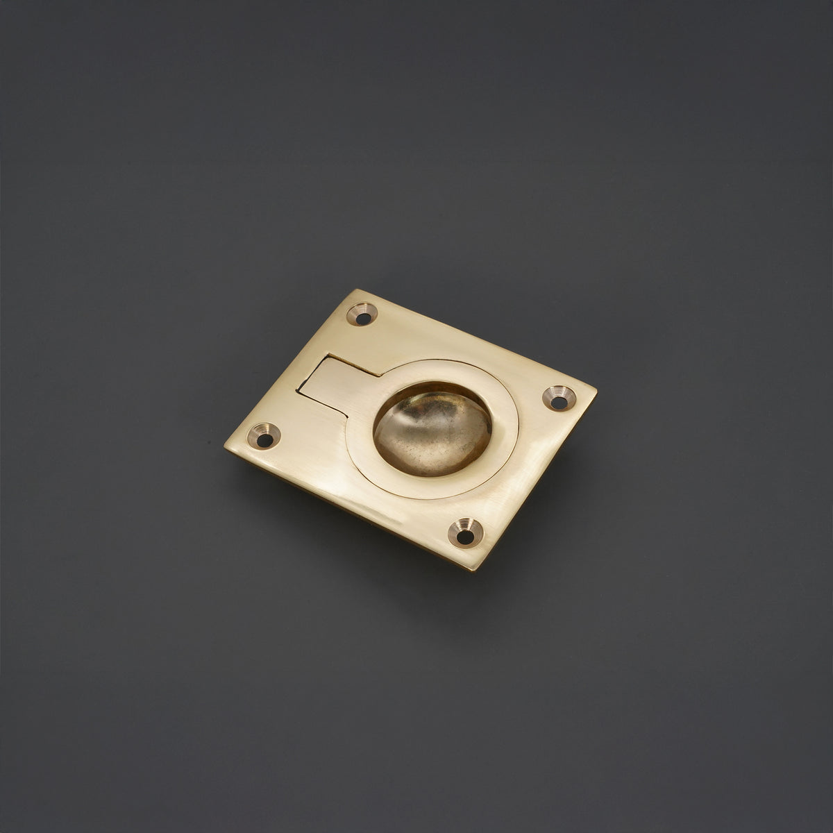 Ring Pull Square Flush Polished Brass