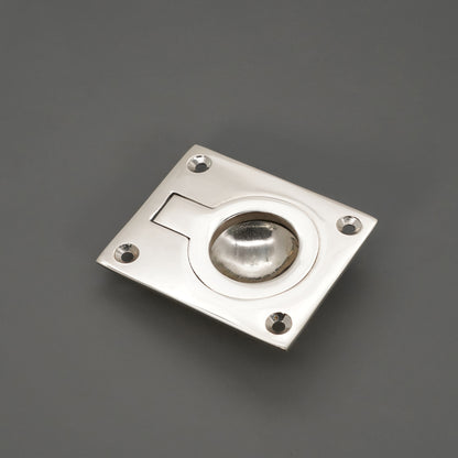 Ring Pull Square Flush Polished Nickel
