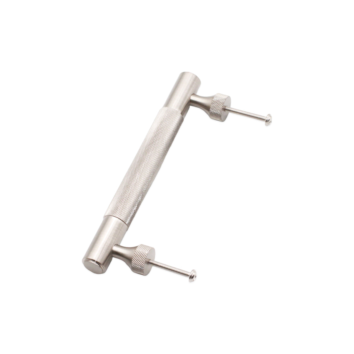 Knurled Bar Handles Medium Satin Silver