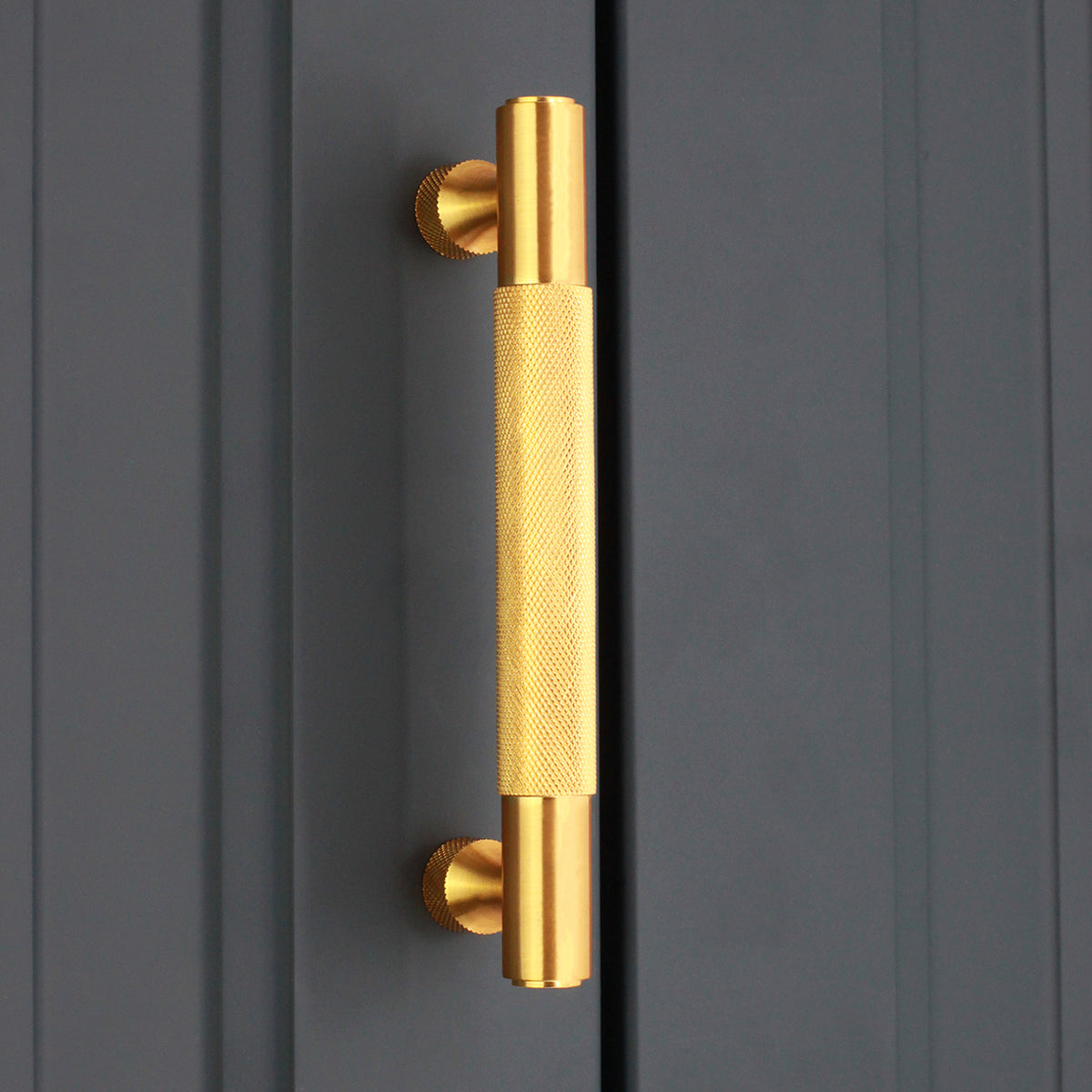 Knurled Bar Handles Large Satin Brass