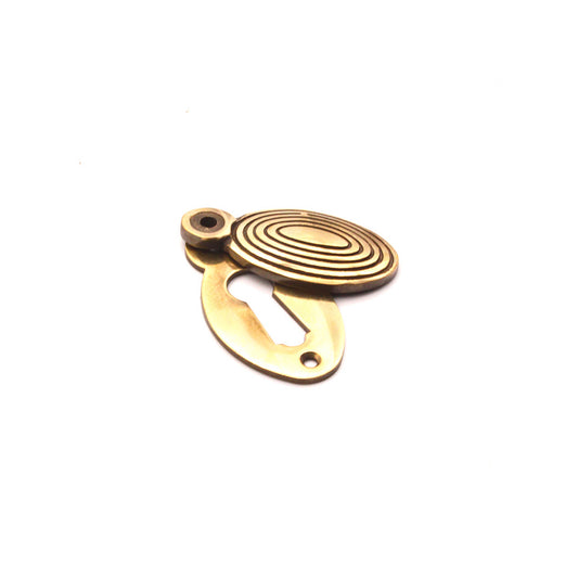 Oval Beehive Escutcheon Aged Brass