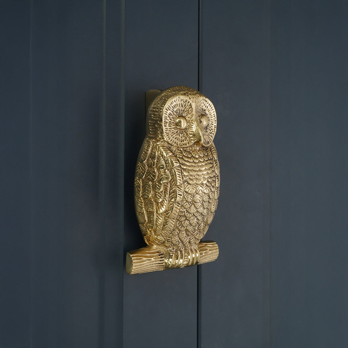 Owl Door Knocker Polished Brass