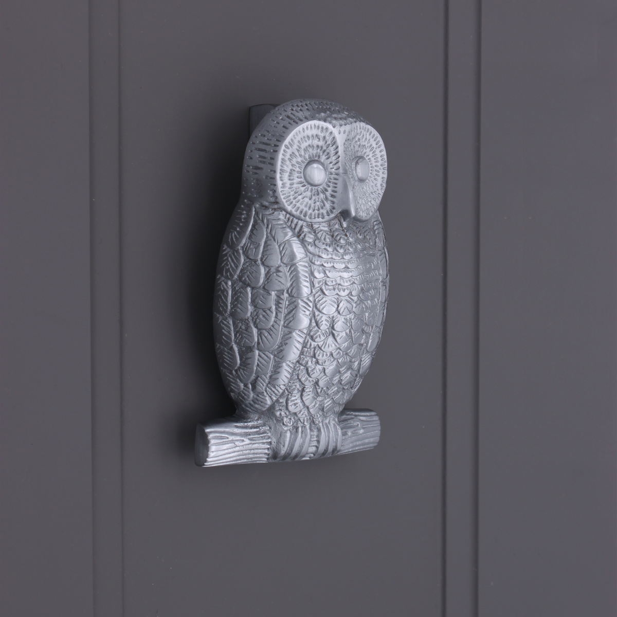 Owl Door Knocker Satin Chrome