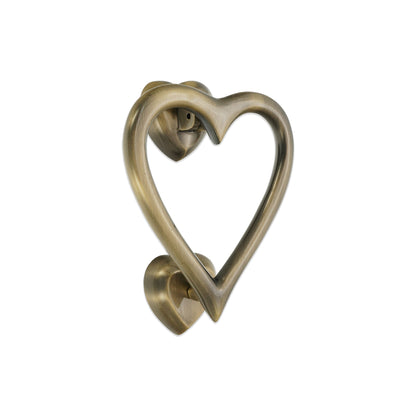 Heart Door Knocker Antique Brass