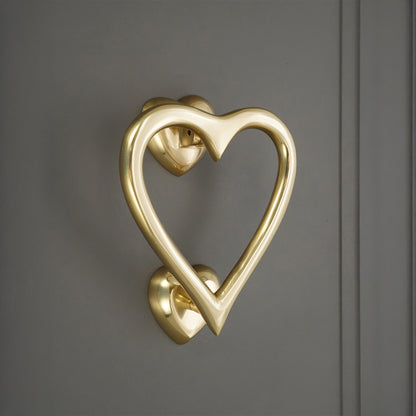 Heart Door Knocker Polished Brass