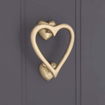 Heart Door Knocker Satin Brass