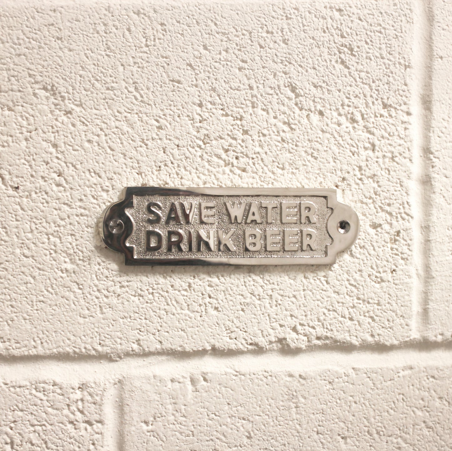 Save Water Drink Beer Door Plate  Polished Nickel