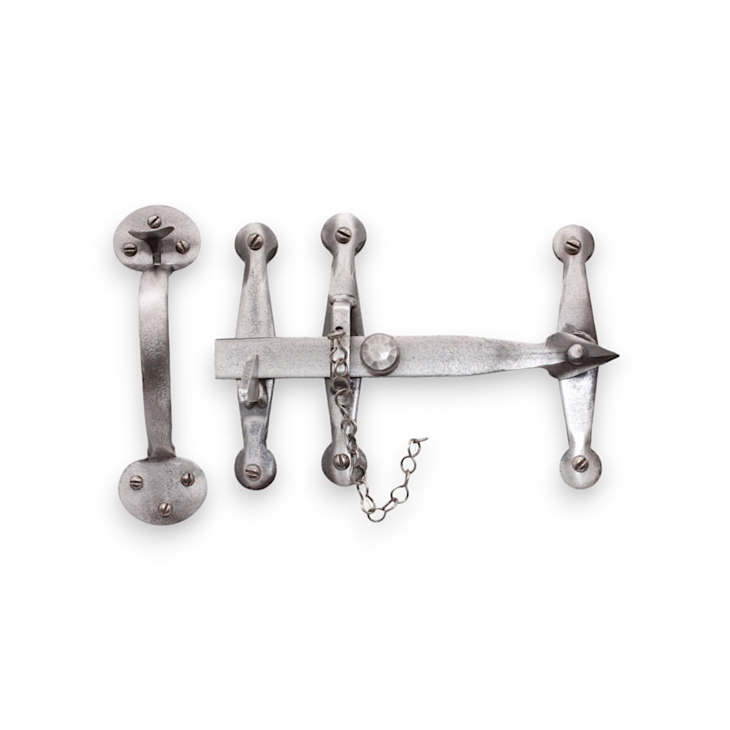 Heavy Duty Handforged Door Hardware Kit Pewter