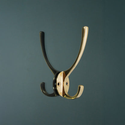 Victorian Coat Hook 115mm Polished Brass