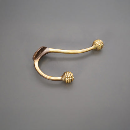 Beehive Twin Coat Hook Aged Brass