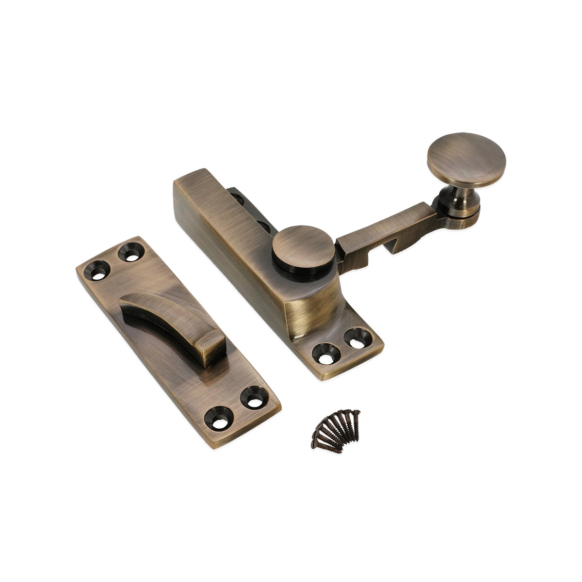 Quadrant Sliding Arm Fastener Antique Brass