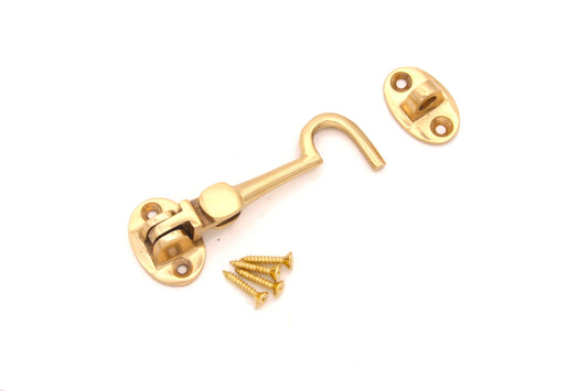 Silent Cabin Hook 3" - 75mm Polished Brass