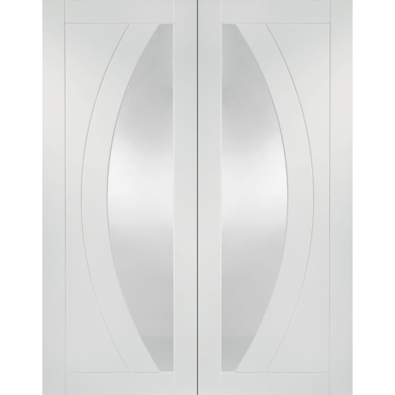 Salerno Internal White Primed Door Pair with Clear Glass