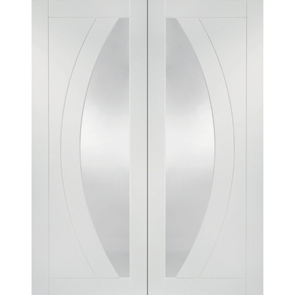Salerno Internal White Primed Door Pair with Clear Glass