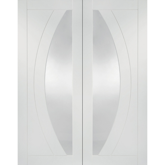Salerno Internal White Primed Door Pair with Clear Glass