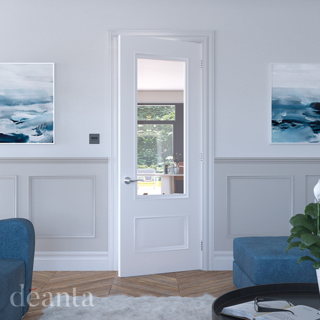 Sandringham White Primed Bevelled Glaze Internal Door