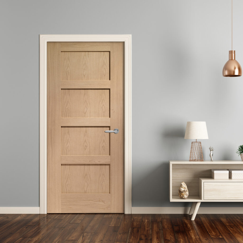 Shaker 4 Panel Internal Oak Pre-Finished Fire Door