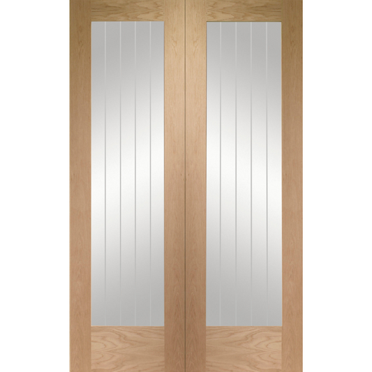 Suffolk Internal Oak Pair with Clear Etched Glass