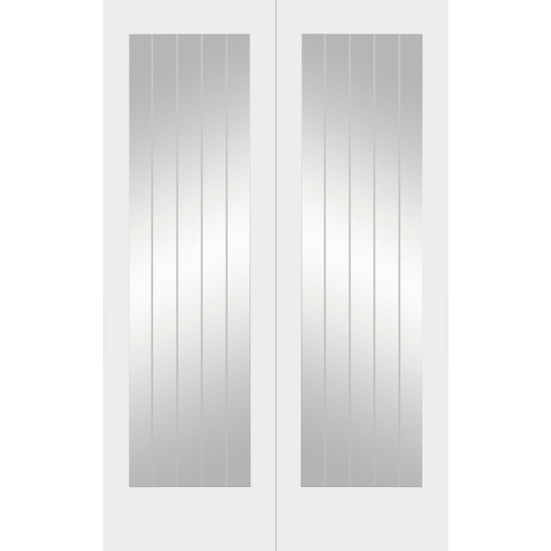 Suffolk Internal White Primed 1L Pair (Clear Etched Glass)