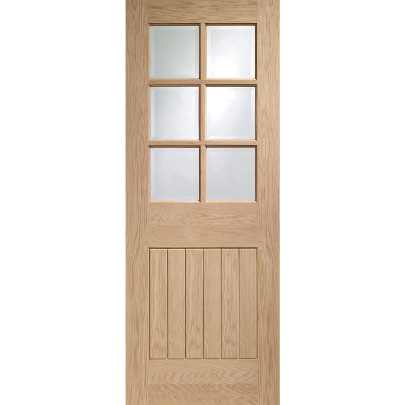 Suffolk Original 6 Light Pre-finished Internal Oak Door with Clear Bevelled Glass