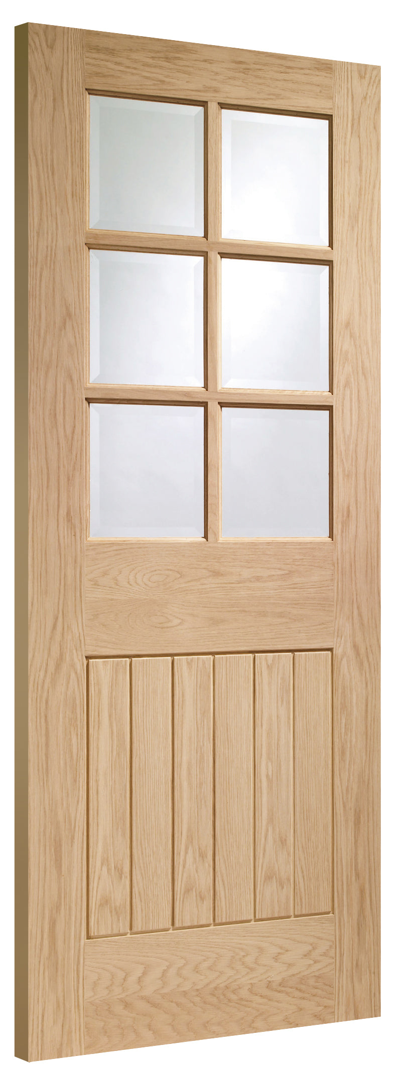Suffolk Original 6 Light Pre-finished Internal Oak Door with Clear Bevelled Glass