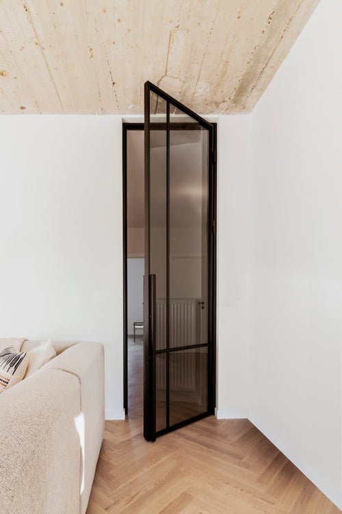 Tinted Steel with glass door