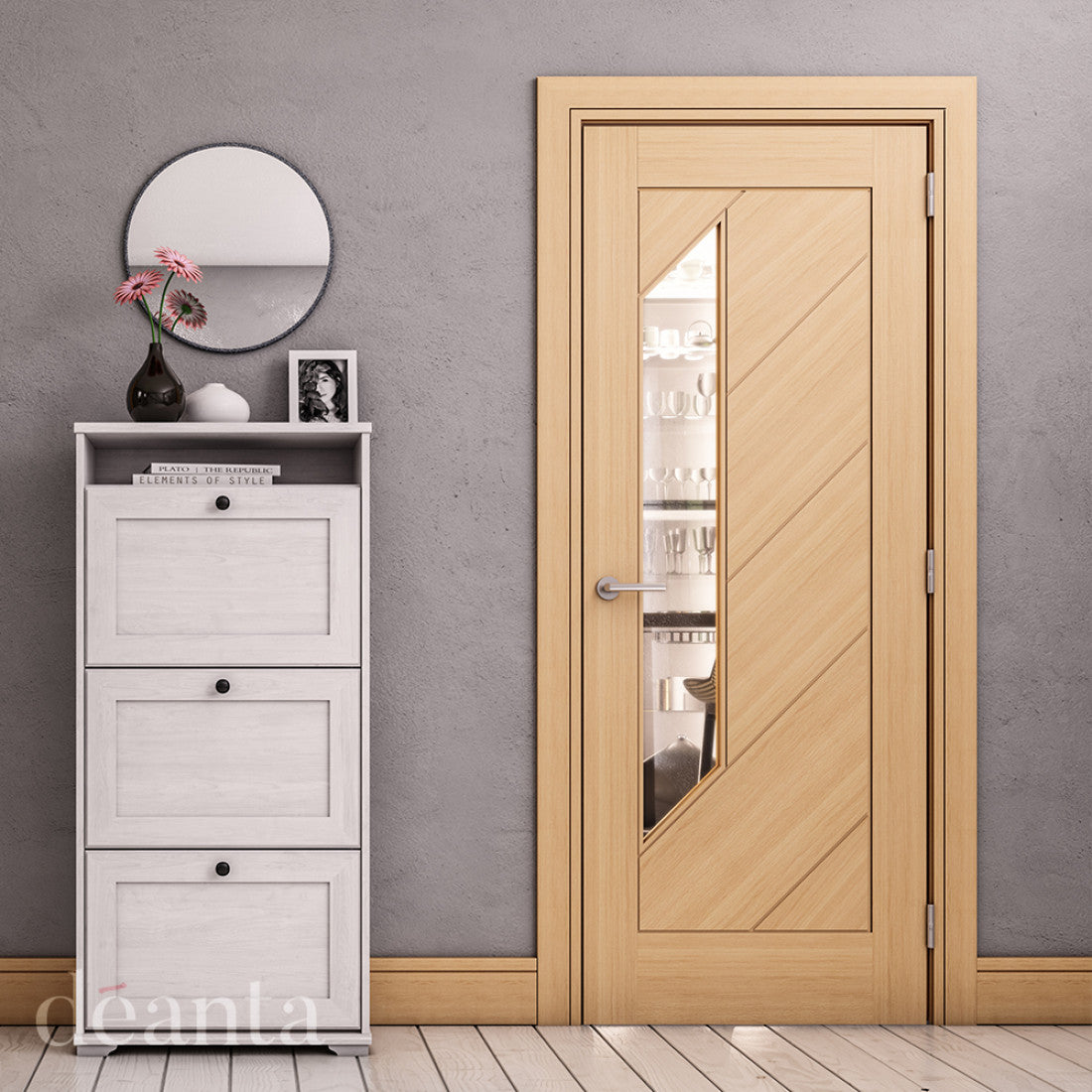 Torino Prefinished Oak Glazed Internal Door Deanta life