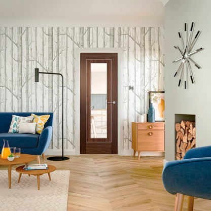 Varese Internal Walnut Pre-Finished Door with Clear Glass
