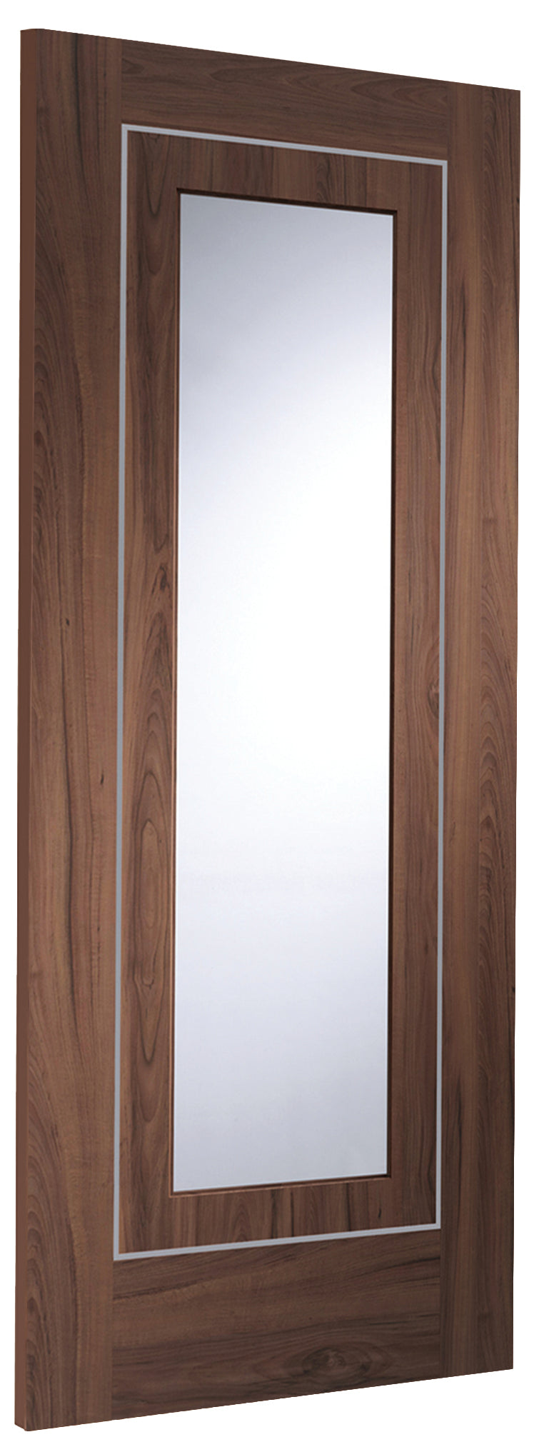 Varese Internal Walnut Pre-Finished Door with Clear Glass