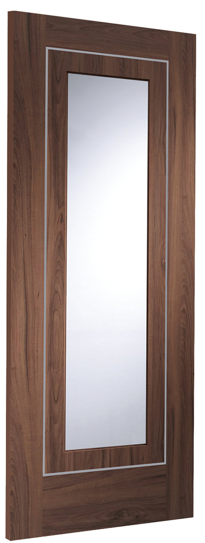 Varese Internal Walnut Pre-Finished Door with Clear Glass