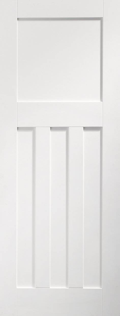 White wooden door with a minimalist design on a white background