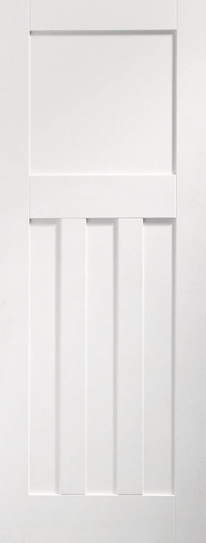 White wooden door with a minimalist design on a white background