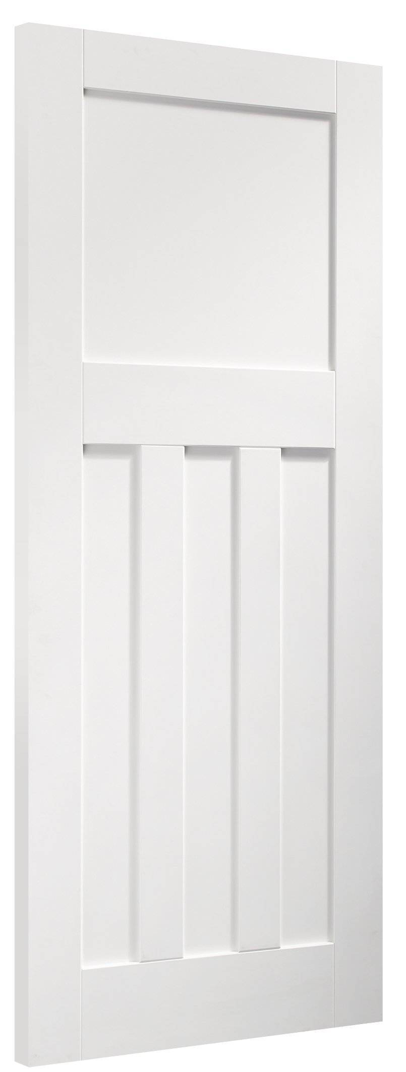 White wooden door with a minimalist design on a white background