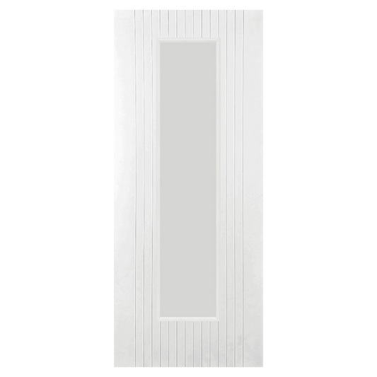 Athena white primed Modern V groove 1 Light Glazed internal door PM Mendes