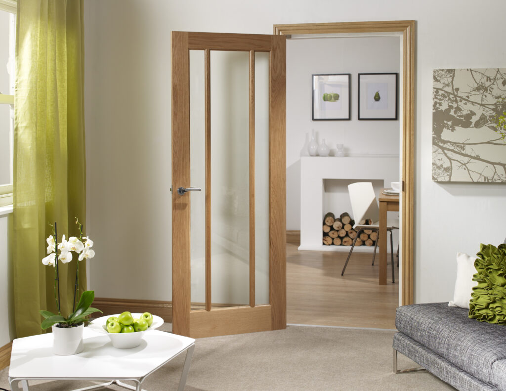 Worcester Internal Oak Door with Clear Glass Fire Door