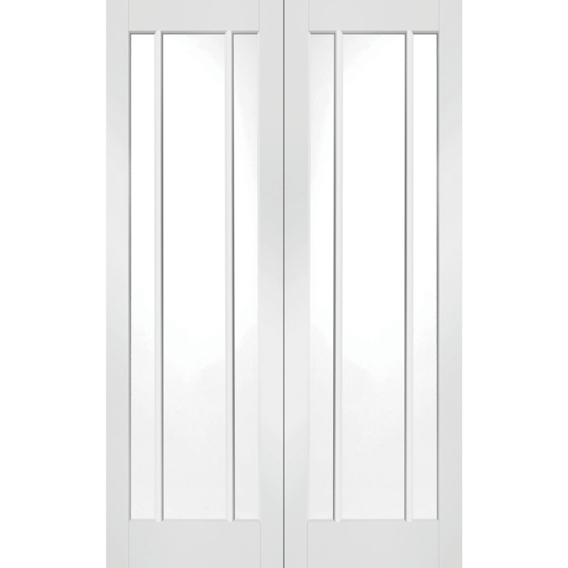 Worcester Internal White Primed  Door Pair with Clear Glass